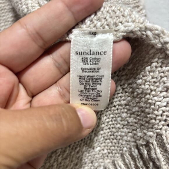 Sundance Floral Embroidered Linen Blend Open Cardigan Sweater Large Boho Cottage - Picture 6 of 7